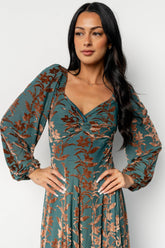Aurora Velvet Maxi Dress | Jade + Bronze Floral